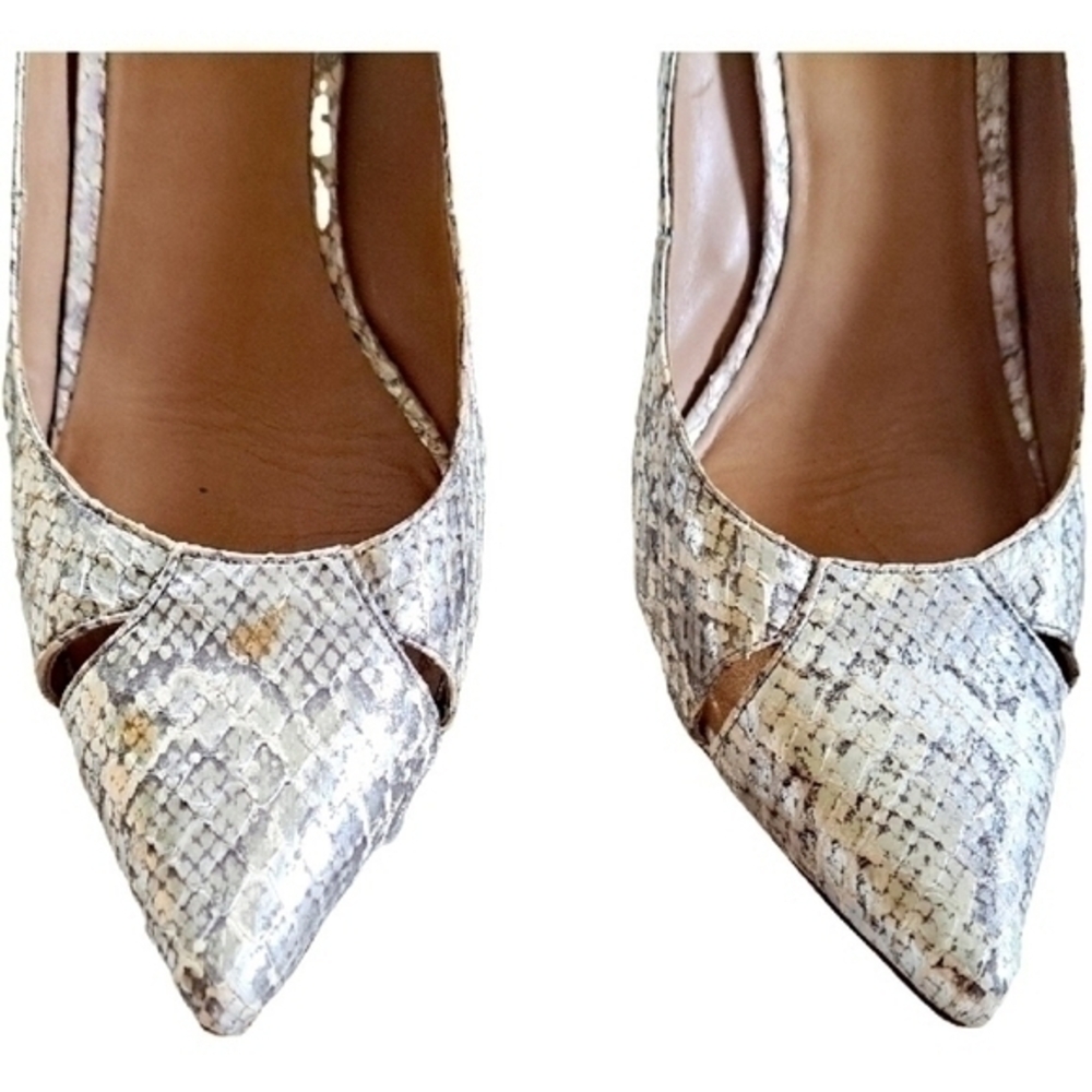 Ann Taylor Pearlescent Python Metallic Leather He… - image 5